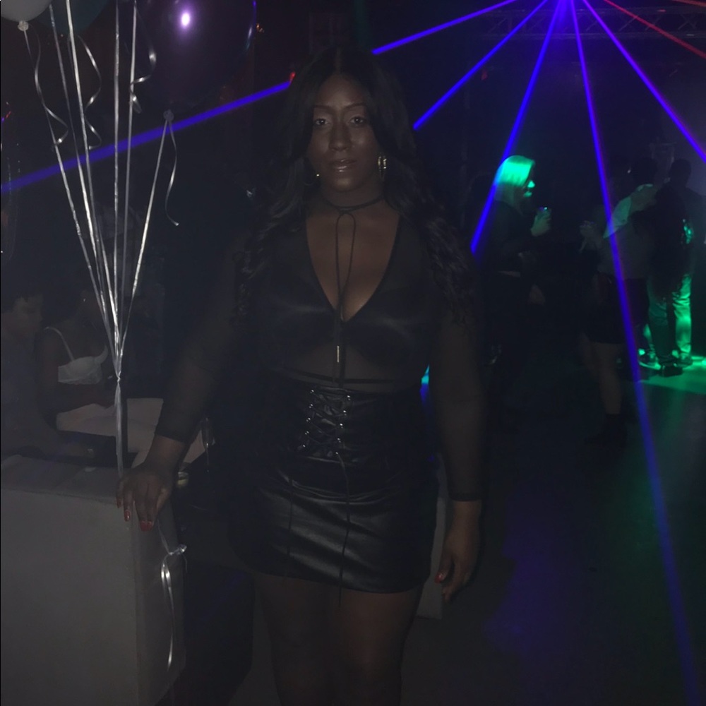 Plus size leather skirt